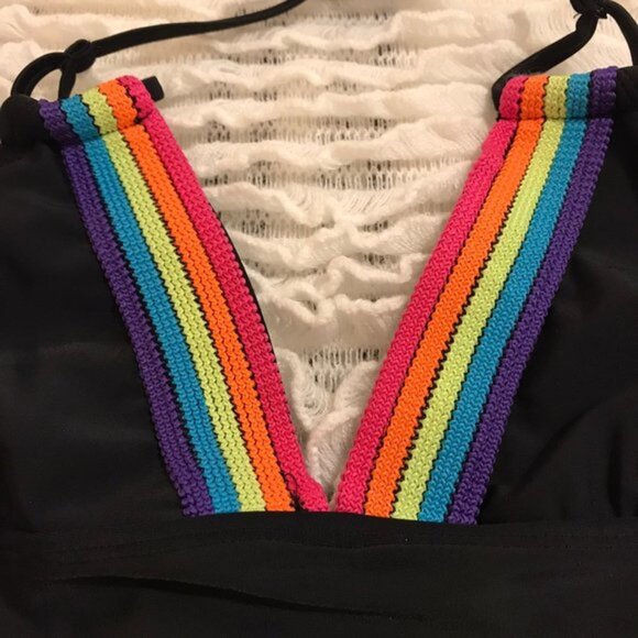 OP surfer halter swimsuit top rainbow - Picture 2 of 5